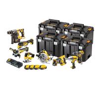 Kit Combo DEWALT 18V DCK865P4T (DCD796, DCF899H, DCS367, DCH273, DCS334, DCG405, DCS355, DCS570), 4x5.0Ah, 4xTSTAK, Taladro, Llave de Impacto, Sierra y Más
