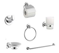 Kit Completo 6 Accesorios Baño Asta Jabón WC Gancho Porta Toalla 03902