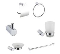 Kit Completo 6 Accesorios Baño Asta Jabón WC Gancho Porta Toalla 03908