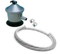 Kit completo butano/propano: Regulador 28/30 mbrs + Tubo blindado malla acero 2 metros + 2 abrazaderas de seguridad | Homologado para España | Apto para cocinas, estufas, calderas y barbacoas