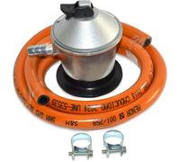 Kit completo de conexión Qbak para bombona de gas butano o propano - Regulador de presión de 30 mbar y abrazaderas metálicas incluidas, ideal para cocinas portátiles, barbacoas, calentadores