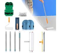 Kit Completo de Herramientas para Cemento Autonivelante con Rodillo de Púas Autonivelante, Rascador de Acero Inoxidable, Rastrillo, Palo Telescópico y Rodilleras