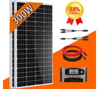 Kit completo de panel solar de 300W, 12V, para autocaravanas. Incluye 2 paneles solares monocristalinos de 150W cada uno, para baterías de 12V/24V. Ideal para casas, balcones y techos de autocaravanas