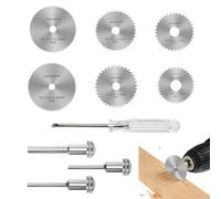Kit Completo Mini Sierra Circular, 6 Discos de Sierra HSS + 3 Puntas de Clavo, Destornillador para Dremel, Herramientas Rotativas para Cortar Madera, Plástico, Metal - Accesorios Multifunción