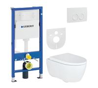 Kit completo para inodoro Geberit iCon, inodoro de pared sin borde, con sistema de descarga oculto UP100, cisterna de plástico Duroplast, asiento, placa de accionamiento, tecnología Rimfree, aislamien