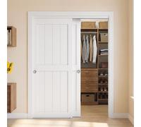 Kit completo para puerta corredera VEVOR, 2 piezas, 1524 mm (puerta doble de 787 mm) x 2032 mm, para armarios, dormitorios, vestidores. Estructura de madera maciza con rieles de montaje y guía inferio