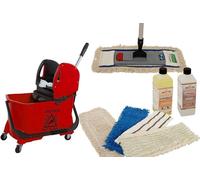 Kit completo Silecomplaza para limpieza con mop, de 10 piezas, que incluye un carro de limpieza y 4 mops