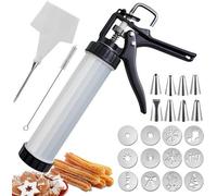 Kit completo Unyqoos® para galletas y pasteles: incluye una prensa para pasteles, una manga pastelera, 8 cortadores de galletas, 4 moldes para rollos de masa y 8 boquillas de acero inoxidable, apto pa