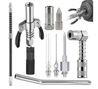 Kit de 10 Boquilla Engrasadora, Boquillas de Engrasadora Autobloqueante | Boquilla a 90°, Manguera de 30 CM y Accesorios, 1/8" NPT, Compatible con Engrasadora Manual, Eléctricos y Neumáticos