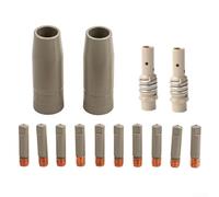 Kit de 14 boquillas de soldadura MIG para antorcha 15AK | Puntas de contacto de cobre rojo de 0.9 mm con protección recubierta | 2 boquillas de gas, 2 forros para bricolaje profesional