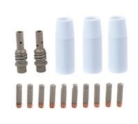 Kit de 15 boquillas de soldadura con revestimiento de cerámica para antorchas MIG 15AK 14AK, funda protectora antiadherente con puntas de contacto de 0,6 a 1,2 mm, limpieza eficiente de escoria (0,8