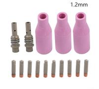 Kit de 15 boquillas MIG 15AK con puntas de cobre, boquilla de gas de barro para consumibles de soldadura MB15, forro de 0.6 mm a 0.2 mm y difusor de soporte de punta para MAG para piezas de repuesto
