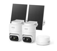 Kit de 2 cámaras eufyCam C37, para exteriores, seguimiento por IA de 360° con giro e inclinación, cámaras solares 2K, HomeBase Mini, reconocimiento facial, sin cuota mensual, visión nocturna en color