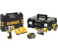 Kit de 2 herramientas DEWALT de 54V, modelo DCK2055T2-QW: Incluye un taladro atornillador de impacto DCD996 y una amoladora de 125 mm DCG414, ambos con estuche y 2 baterías de 6,0 Ah FLEXVOLT