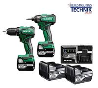 Kit de 2 herramientas: taladro atornillador de 55 Nm + atornillador de impacto de 140 Nm HIKOKI KC18DDWAZ de 18V y 5Ah, tecnología Brushless, con 2 baterías y maletín de transporte