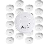 Kit de 20 detectores de humo Wiltec con batería integrada de 3 V, funcionamiento autónomo durante 10 años, detector de incendios con función de silencio, alarma de protección contra incendios fiable d