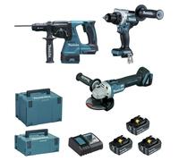 Kit de 3 herramientas Makita de 18V, versátiles, inalámbricas y de alto rendimiento