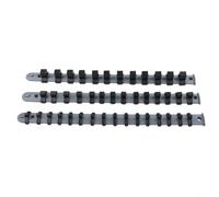 Kit de 3 soportes de riel de enchufe hecho de plástico para unidades de 1/4 3/8 1/2 pulgadas, bandeja organizadora de almacenamiento de montaje en pared, gris y negro para uso en taller y garaje (1-2)