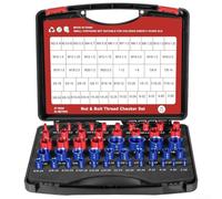 Kit de 50 medidores de rosca de tuerca y perno, juego de herramientas de medición SAE y métricas precisas en acero al carbono, identificador portátil con caja de inserción de espuma para taller y