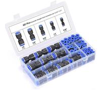 Kit de 60 conectores neumáticos de ajuste a presión, accesorios de manguera de aire de liberación rápida para tubos de 4/6/8/10/12 mm, adaptadores de unión recta para automatización y carpintería