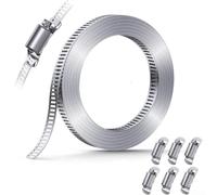 Kit de abrazadera de manguera de acero inoxidable ajustable para banda de engranaje sin fin 304 para reparación de tuberías de agua de combustible, automotriz, marina, 12,6 mm de ancho (B)