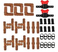 Kit de accesorios de púas para tubos de goteo de 16 mm con acoplamientos, tees y codos de apoyo modular para expansión del sistema de riego (B)