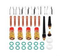Kit de accesorios de soldadura TIG para antorcha de 36 piezas compatibles con WP-17 WP-18 WP-26, incluye lente de gas #4-#12, clips de electrodo de cobre y aisladores