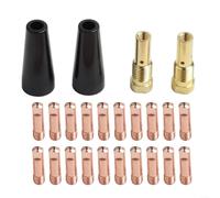 Kit de accesorios de soplete de soldadura de núcleo de flujo de 24 piezas para 14AK, 20 puntas de contacto (0,8 mm/0,9 mm) con 2 boquillas y 2 difusores de gas, piezas de cobre y baquelita para