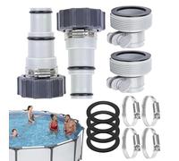 Kit de adaptador para manguera de piscina piezas de conexión para tuberías | Con abrazadera de sujeción y junta Adaptadores de manguera de 3,8 y 3,2 cm para conexión de filtro, jardinería y patio