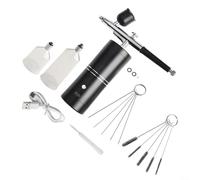 Kit de aerógrafo inalámbrico con compresor de presión variable, pulverizador portátil para retoque de carrocería automático, spray de motocicleta, arte de uñas, sistema HVLP, USB (negro B)