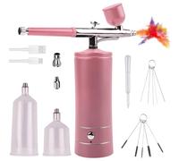 Kit de aerógrafo portátil, pistola de aerógrafo de mano recargable con cepillo, mini aerógrafo con compresor para diseño de uñas, decoración de pasteles, maquillaje, modelado de tatuajes, color de