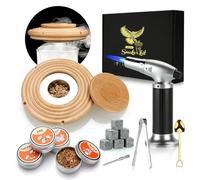 Kit de ahumador de cóctel con Mechero Madera para cóctel, Whisky, Bourbon, Bebida, Queso Kit de Regalo para Fumadores Antiguos para Amantes de la Bebida, papá, Marido-Beech(Gas Butano No Incluido)