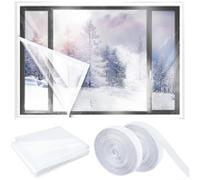 Kit de aislamiento con cinta de burlete de aire, cubierta térmica reutilizable y lámina de plástico, para, ahorro de energía, suministros de invierno para el hogar, para clima frío(3)