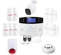 Kit de alarma para el hogar conectada, modelo 11: Sistema de alarma inalámbrico con detector de humo, cámara y control a través de una aplicación