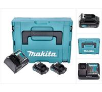 Kit de alimentación Makita (197658-5) 2 baterías BL 1021 B de 12 V máx. 2,0 Ah CXT + cargador DC 10 SB + Makpac