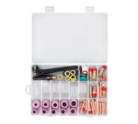 Kit de antorcha de soldadura TIG de 81 piezas, lente de gas tipo 10, accesorios con copa de vidrio para modelos WP-17, WP-18 y WP-26; incluye boquillas cerámicas, electrodos,