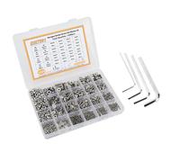 Kit de arandelas de tuercas de tornillo, 1220 Uds., conjunto de tornillo con cabeza hexagonal plana de acero inoxidable 304 para proyectos de sujeción M2 M3 M4 M5