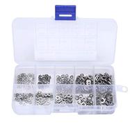 Kit de arandelas planas y juntas de resorte de acero inoxidable, 500 piezas M1.6 M2 M2.5 M3 M4 Arandelas de metal con caja de almacenamiento de plástico Surtido de arandelas