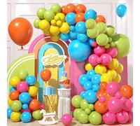 Kit De Arco de Globo de Neón Multicolor - 114pcs Globos Tropicales Luau Arco Kit de Guirnalda, Color Arcoíris Azul Verde Rosa Naranja Globos Hawaianos Para Decoraciones de Fiesta De Niños