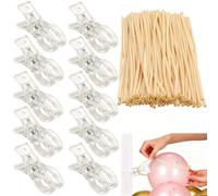 Kit de arco de globos, paquete de 6 abrazaderas de resorte de plástico transparente grandes de 3.5 pulgadas y 100 globos transparentes de 260 globos largos, para decoración de cumpleaños, boda, fiesta