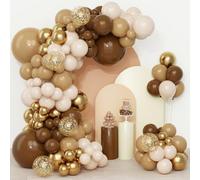 Kit De Arco De Guirnalda De Globos Marrón-Qifu 108 Piezas Bombona Helio Globos Con Marrón Beige Blancos Desnudo Dorados Para Decoracion Cumpleaños Baby Shower Bautizo Niño Boda Comunion Gender Reveal
