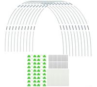 Kit de aros de jardín blancos con estacas de fibra de vidrio y conectores para red de cama elevada, estructura de soporte de plantas de marco de invernadero, diseño desmontable sin óxido (100 piezas)