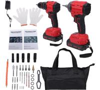 Kit de atornillador de impacto inalámbrico de 21V – 350N, motor sin escobillas, 2400 RPM, con 2 baterías y LED, incluye función de taladro de 10 mm, ideal para uso doméstico y profesional. Enchufe de 