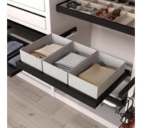 Kit de bandeja, 2 cestos organizadores y bastidor de guías con cierre suave para armarios, regulable, módulo 800mm, negro texturizado