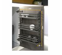 Kit de bandejas para especiero titane para mueble de cocina o pared, acero, gris antracita