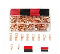 Kit de bloque de terminales de alambre de cobre, 130 piezas con tubo termorretráctil, anillo para conectores de cable de batería, surtido en estuche de almacenamiento para aplicaciones eléctricas
