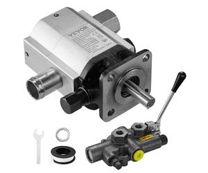 Kit de bomba hidráulica para astilladoras de leña VEVOR, 16 galones por minuto, bomba de engranajes hidráulica de aluminio de 2 etapas y 4000 PSI, con válvula, entrada de 1 pulgada, salida de 1/2" NPT