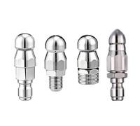 Kit de boquilla de chorro de alcantarillado, paquete de 2/4, acero inoxidable con conexión rápida de 3/8, 1/4" y tipo de rosca, boquilla de lavado a presión de 4000- four piece set4pcs front 1 back 6