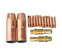 Kit de boquillas de soldadura MIG MAG, 14 piezas, 0,035 pulgadas, boquilla plana de cobre rojo para 100 L para pistola para rosca m3 piezas de desgaste