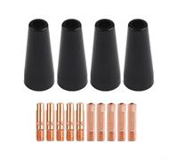 Kit de boquillas sin gas para sopletes de soldadura 14AK MB14 15AK MB15 MIG, construcción de cobre y latón, resistente al calor, 4 boquillas, 10 puntas, 09 mm, 10 mm